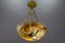 French Amber Color Alabaster and Brass Pendant Light, 1930s 6