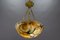 French Amber Color Alabaster and Brass Pendant Light, 1930s, Image 6