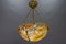 French Amber Color Alabaster and Brass Pendant Light, 1930s, Image 10