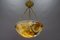 French Amber Color Alabaster and Brass Pendant Light, 1930s, Image 8