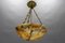 French Amber Color Alabaster and Brass Pendant Light, 1930s 15