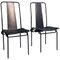 Italian Modern Black Chairs attributed to Adalberto del Lago for Misura Emme, 1980s, Set of 2 1