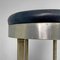Italian Brutalist High Stools in Aluminum and Black Leather, 1940s, Set of 2 7