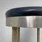 Italian Brutalist High Stools in Aluminum and Black Leather, 1940s, Set of 2, Image 7