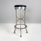 Italian Brutalist High Stools in Aluminum and Black Leather, 1940s, Set of 2 3