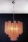 Pink Alabaster Murano Glass Tronchi Chandeliers, 1980s, Set of 3 7