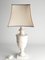 Lampada da tavolo neoclassica in alabastro fiorentino bianco con foglia in rilievo, Italia, Immagine 5