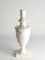 Lampada da tavolo neoclassica in alabastro fiorentino bianco con foglia in rilievo, Italia, Immagine 3