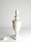 Lampada da tavolo neoclassica in alabastro fiorentino bianco con foglia in rilievo, Italia, Immagine 9