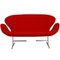 Swan Sofa in Red Fabric by Arne Jacobsen 1