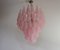 Lámpara de araña italiana vintage de Murano con 52 pétalos de vidrio rosa, 1990, Imagen 2