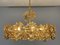 Chandelier in Gold-Plated Brass & Crystal from Palwa, 1970s 2