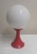 Small Bedside Lamp with Red Plastic Foot and Opaque White Glass Shade, 1970s 2