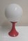 Small Bedside Lamp with Red Plastic Foot and Opaque White Glass Shade, 1970s, Image 2