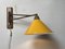 Lampada da parete Mid-Century con braccio flessibile regolabile in teak, metallo e ottone, Paesi Bassi, anni '60, Immagine 1