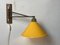 Mid-Century Dutch Adjustable Swing Arm Wall Lamp in Teak, Metal and Brass, 1960s, Image 3