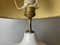 Portuguese Farmhouse White Ceramic Table Lamp with Burlap Lampshade, 1970s, Image 7