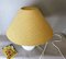 Portuguese Farmhouse White Ceramic Table Lamp with Burlap Lampshade, 1970s, Image 4