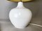 Portuguese Farmhouse White Ceramic Table Lamp with Burlap Lampshade, 1970s 6