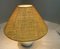 Portuguese Farmhouse White Ceramic Table Lamp with Burlap Lampshade, 1970s, Image 5