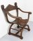 French Neogothic Chestnut Curule Armchair with Lionheads, 1900s 3