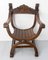 French Neogothic Chestnut Curule Armchair with Lionheads, 1900s, Image 2