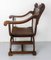 French Neogothic Chestnut Curule Armchair with Lionheads, 1900s 5