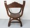 French Neogothic Chestnut Curule Armchair with Lionheads, 1900s 6