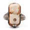 14 Karat Gold and Silver Ring with Cameo on Shell, 1920s 1