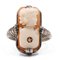 14 Karat Gold and Silver Ring with Cameo on Shell, 1920s, Image 1