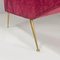 Italian Modern Curved Sofa in Cherry Velvet and Brass, 1950s 20