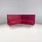 Italian Modern Curved Sofa in Cherry Velvet and Brass, 1950s 2