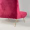 Italian Modern Curved Sofa in Cherry Velvet and Brass, 1950s, Image 18