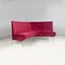 Italian Modern Curved Sofa in Cherry Velvet and Brass, 1950s, Image 4