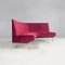 Italian Modern Curved Sofa in Cherry Velvet and Brass, 1950s 5