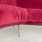 Italian Modern Curved Sofa in Cherry Velvet and Brass, 1950s 10