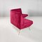 Italian Modern Curved Sofa in Cherry Velvet and Brass, 1950s 6