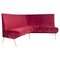 Italian Modern Curved Sofa in Cherry Velvet and Brass, 1950s 1