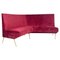 Italian Modern Curved Sofa in Cherry Velvet and Brass, 1950s, Image 1