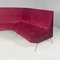 Italian Modern Curved Sofa in Cherry Velvet and Brass, 1950s 8