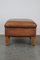 English Style Cognac Leather Pouf, Image 6