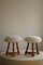 Danish Modern Tripod Stools with Lambswool Seats, 1950s, Set of 2 12