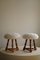 Sgabelli tripode moderni con sedile in lana di agnello, Danimarca, anni '50, set di 2, Immagine 12