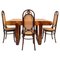 Set da pranzo Art Déco con sedie Thonet 207, anni '30, set di 5, Immagine 4