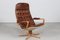 Swedish Mona Roto Swivel Chair in Beech and Cognac Colored Leather from Sam Larsson, 1970s 1