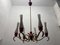 Vintage Red Brass Opaline Glass Chandelier, 1950s 8