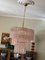 Lámpara de araña grande de cristal de Murano rosa, Imagen 3