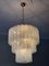 Grand Lustre Tubulaire en Murano avec Pied de Lampe Doré 8