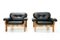 Oak and Leather Africa Armchairs and Sofa by Esko Pajamies for Asko Oy, 1970s, Set of 3, Image 9