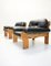 Oak and Leather Africa Armchairs and Sofa by Esko Pajamies for Asko Oy, 1970s, Set of 3 13